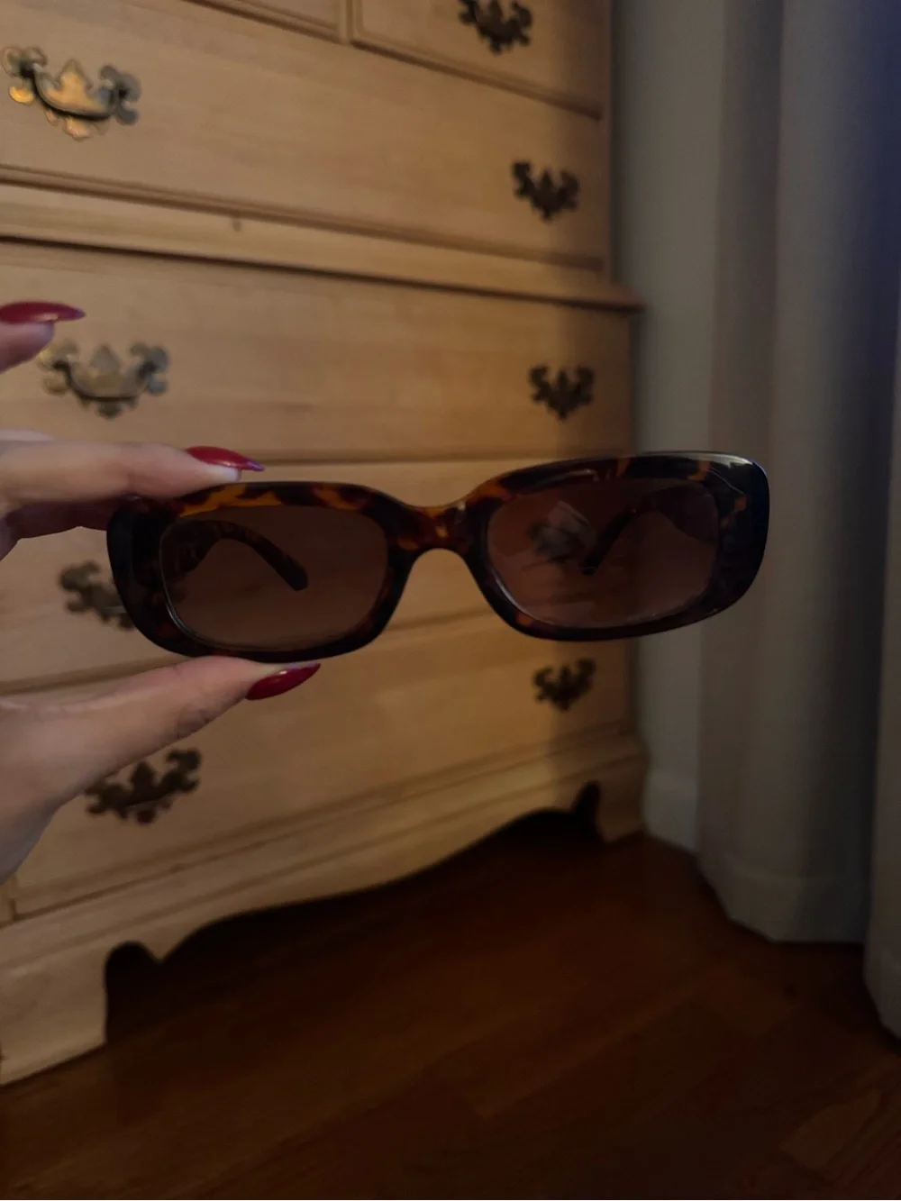 Tortoiseshell Rectangular Sunglasses - Brown Lenses